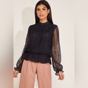 Ted Baker Comsee Zip-up Crochet Top Blouse